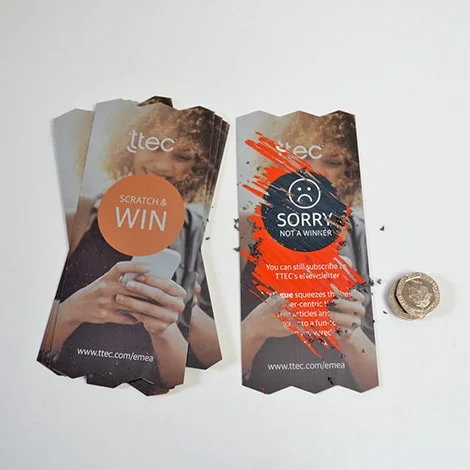 Die cut scratch cards - scratch and win