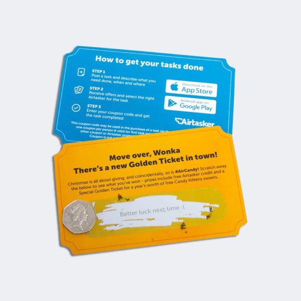 Print Example of A5 Custom Die Cut Scratch Cards