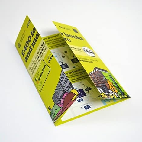 gate fold leaflets